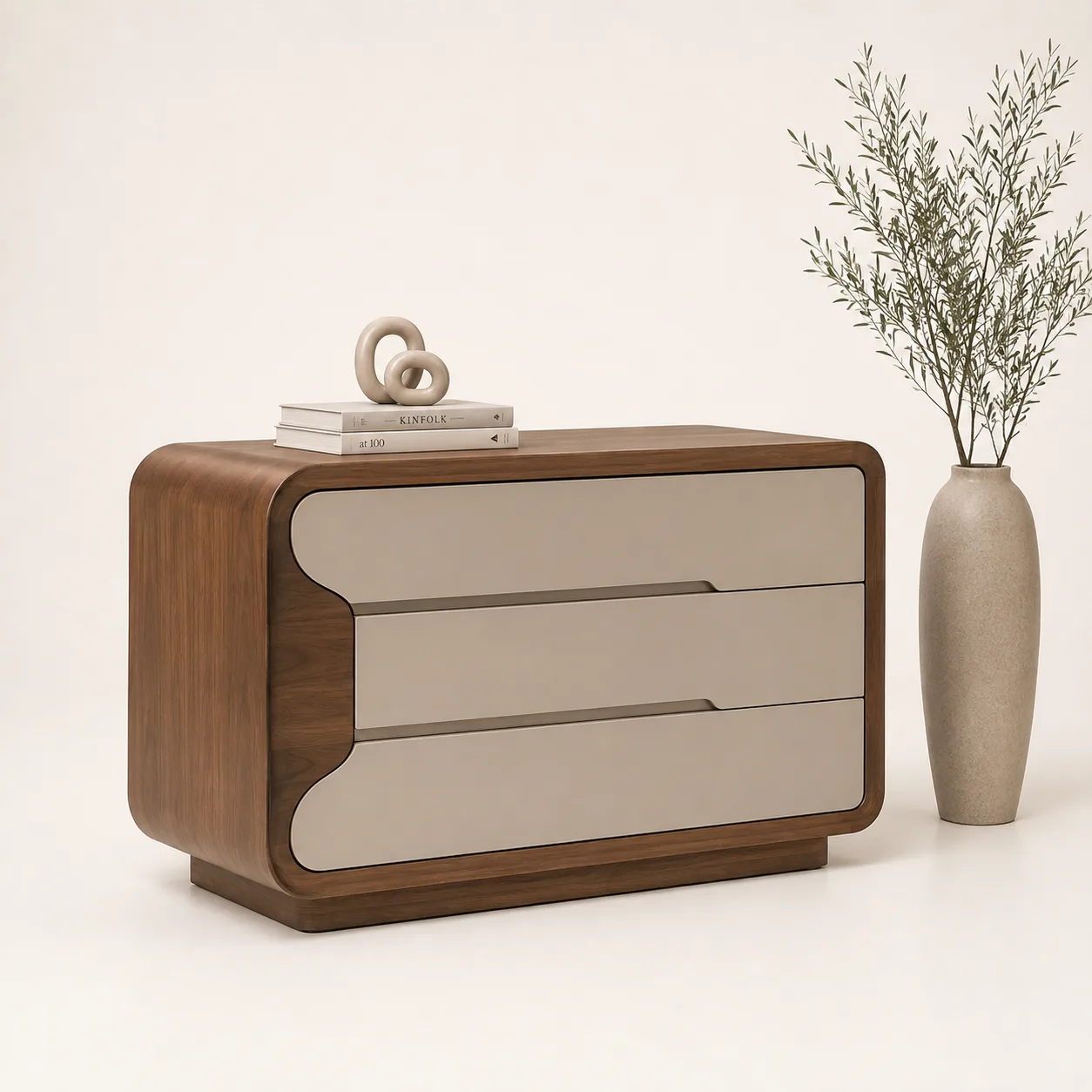 Slatted Front Teak Tallboy Chest