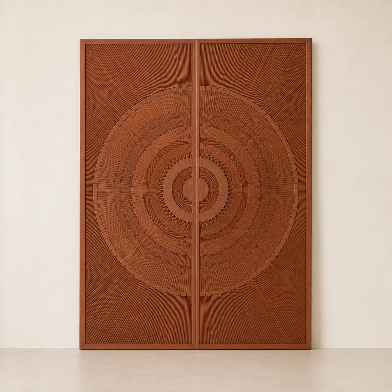 Carved Medallion Teak Double Door