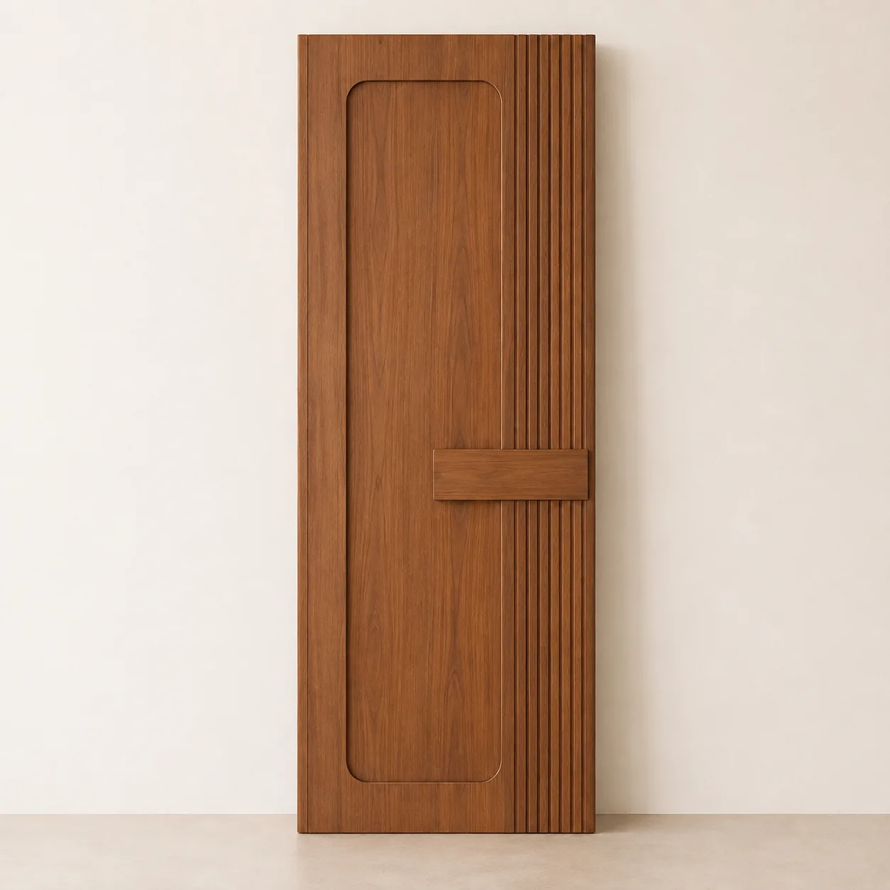 Arched Panel Teak Interior Door